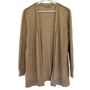 In Cashmere tan 100% cashmere stitch detail cardigan Large